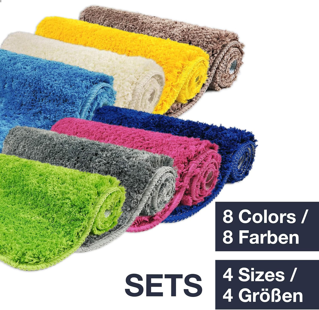 WohnDirect Badematten Set - WC Vorleger (45x45cm), Badematte (50x80cm) - rutschfest waschbar Badezim