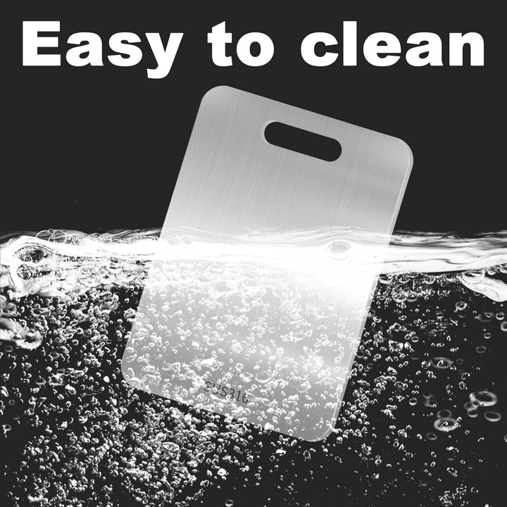 Titan Schneidebrett Set 3 Stück - S316 Edelstahl Schneidebrett, Titanium Cutting Board, Doppelseitig