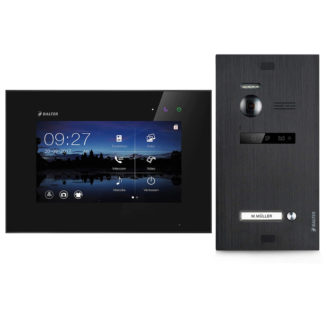 Balter EVO Video Türsprechanlage ✓ Touchscreen 7 Zoll Monitor Schwarz ✓ 2-Draht Bus ✓ Schwarze Türst