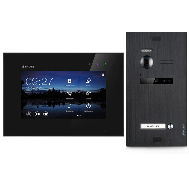 Balter EVO Video Türsprechanlage ✓ Touchscreen 7 Zoll Monitor Schwarz ✓ 2-Draht Bus ✓ Schwarze Türst