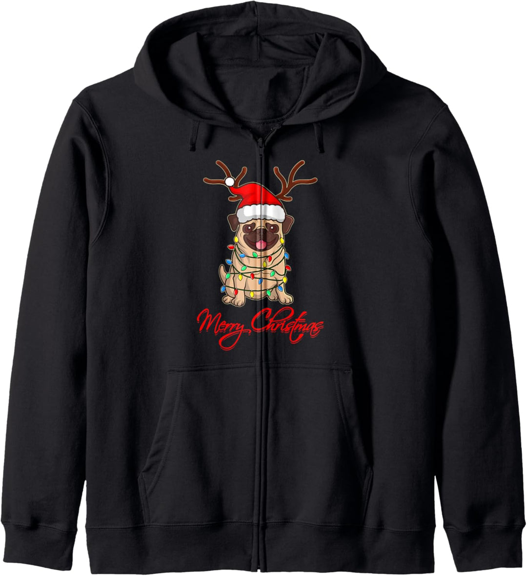 MERRY CHRISTMAS MOPS Ugly Christmas Lustige Hunde Geschenk Kapuzenjacke
