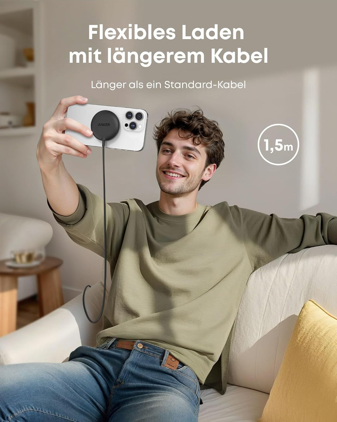 Anker Zolo Magnetisches kabelloses Ladepad, Qi2-zertifiziert, 15W, MagSafe-kompatibel, für iPhone 17