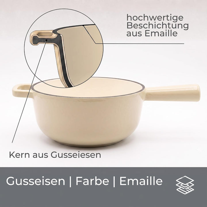 osoltus Fondue | Käsefondue | Fleischfondue Set Gusseisen 6 Personen Emaille | 13 TLG. inklusive Hol
