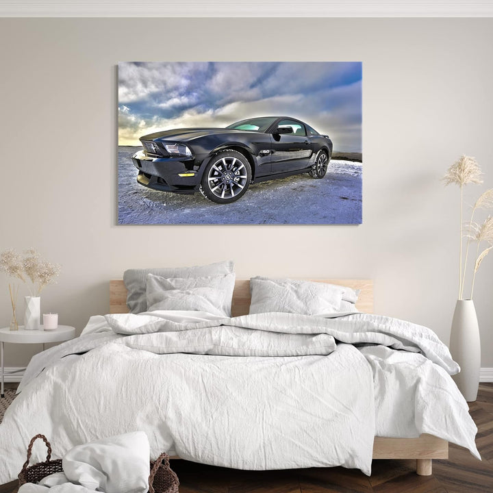 Printed Paintings Leinwand (120x80cm): Autobilder Ford Mustang von vorne Links seitlich 120x80 cm, 1