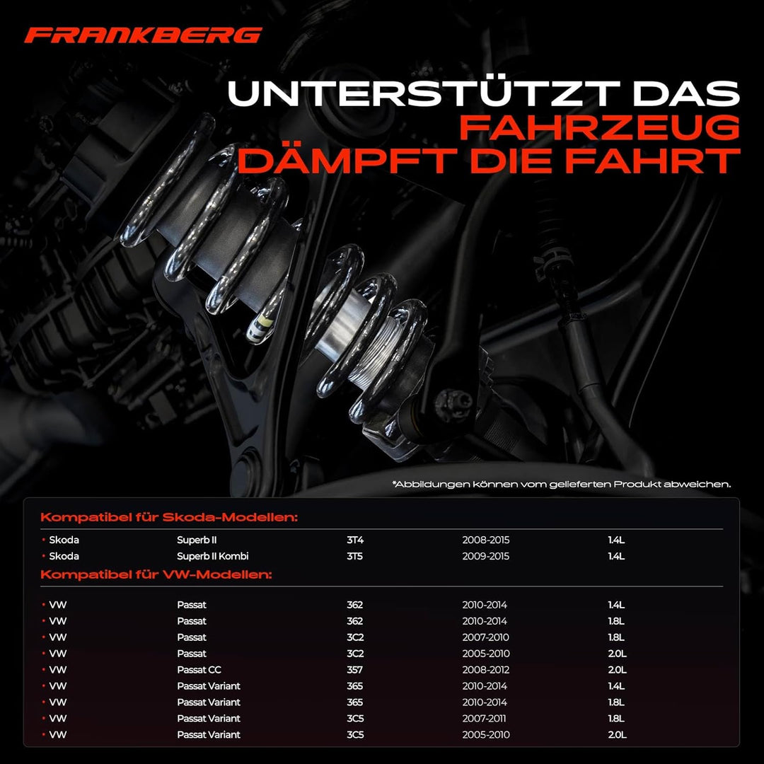 Frankberg 2x Federn Fahrwerksfeder Vorne Kompatibel mit Superb II 3T4 3T5 2008-2015 P.a.s.s.a.t 357