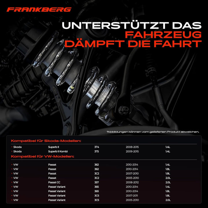 Frankberg 2x Federn Fahrwerksfeder Vorne Kompatibel mit Superb II 3T4 3T5 2008-2015 P.a.s.s.a.t 357