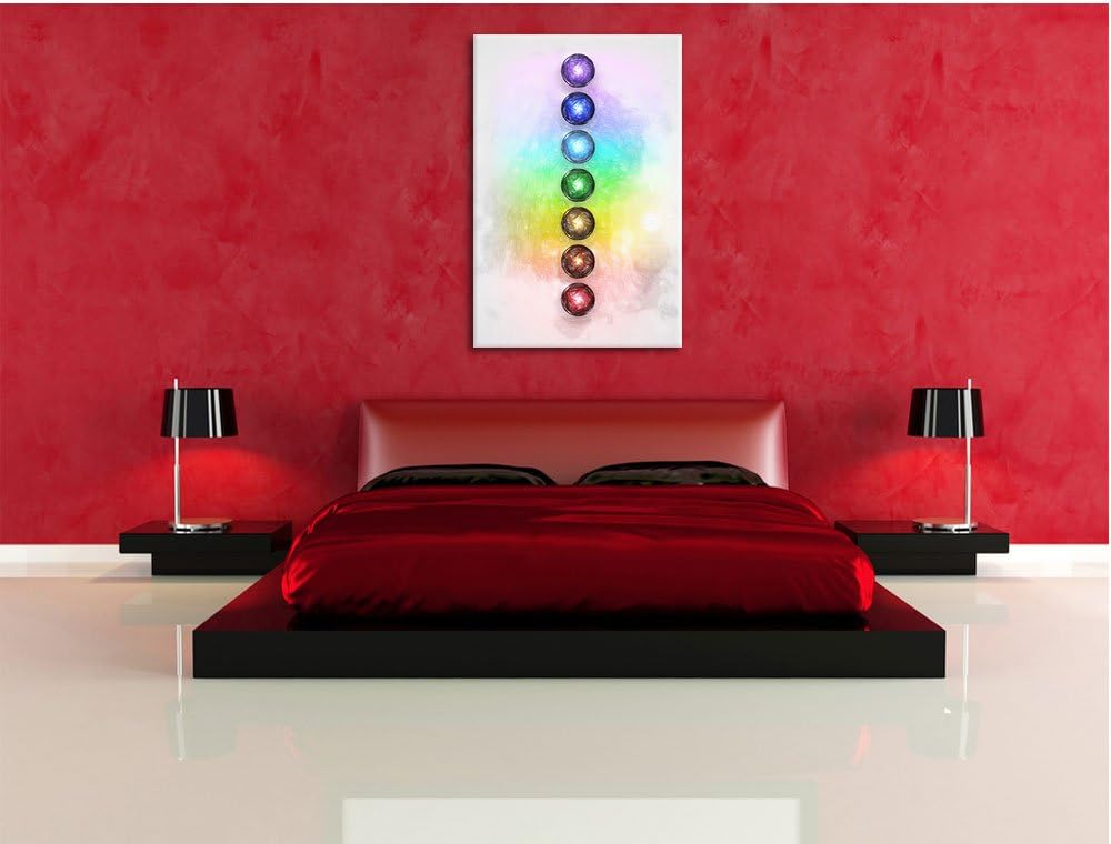 Pixxprint Chakra Eneregieelemente des Körpers Kunst Buntstift Effekt, Format: 100x70 auf Leinwand, 1