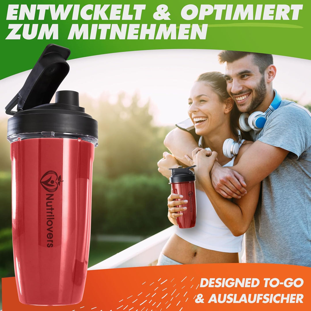 Nutrilovers NUTRI-BLENDER Mixer Smoothie-Maker to go 1000 Watt Standmixer klein Mini-Mixer für Smoot
