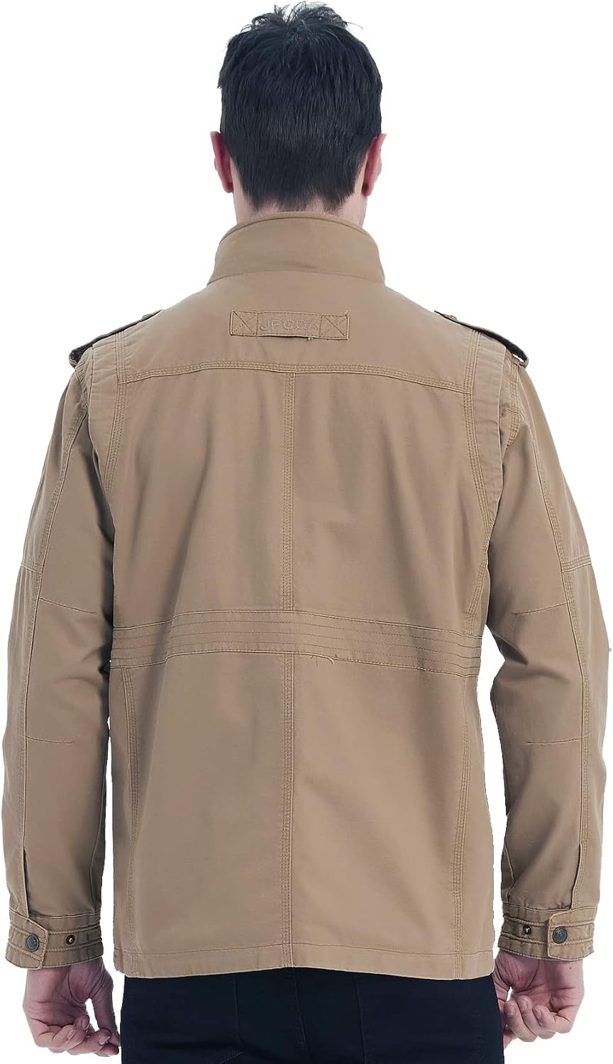 MERCIYD Herren Übergangsjacke Cargo Jacke Männer Stehkragen Baumwolle Jacke Multi Taschen Armeejacke