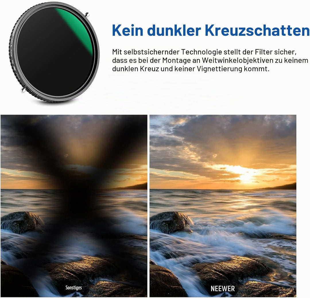 NEEWER 2 in 1 77mm Variable ND Filter ND2-ND32&amp;CPL (Zirkular Polfilter) No X Cross Variabel Graufilt