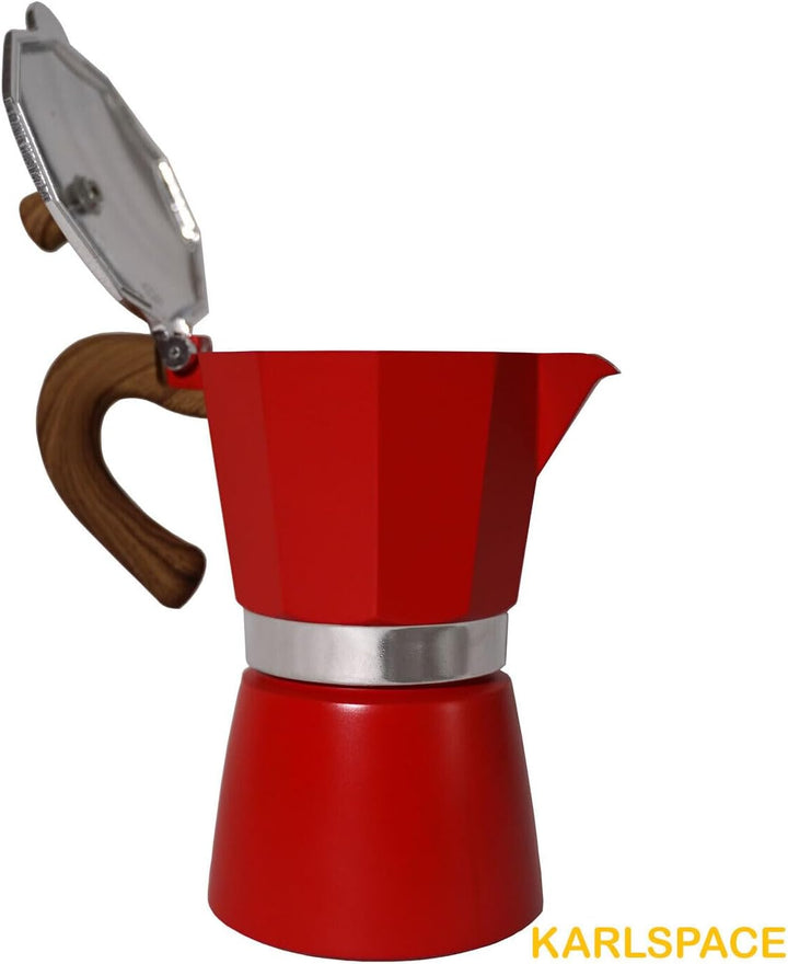 Karlspace Premium-Espressokocher Kaffee Aluminium für 6 Tassen - in verschiedenen Farben - Herdplatt