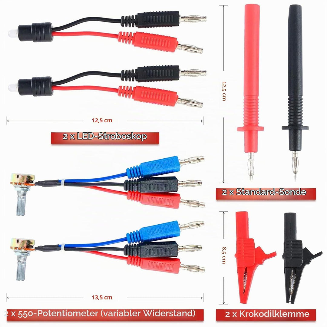 Multimeter Test Leads Set, 92PCS KFZ Fehlerdiagnose Messleitungsset enthält Prüfspitzen, Kabelverbin
