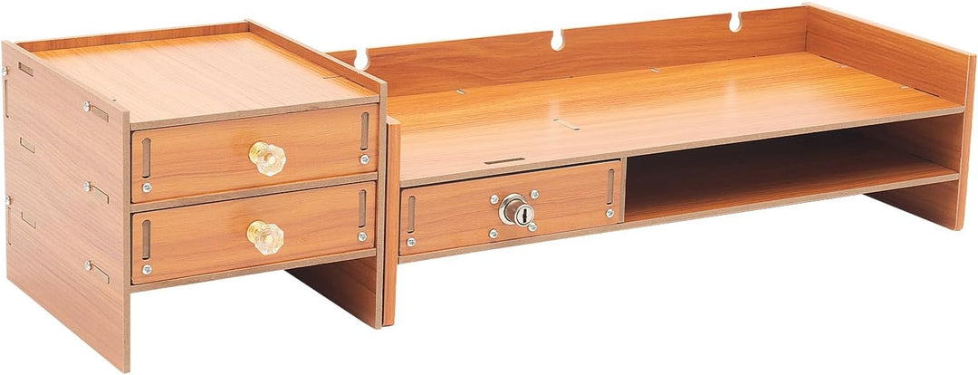 TESUGN Monitorständer mit Aufbewahrungsfunktion, Grosser Computer-Laptop-Ständer mit Schublade, Schr