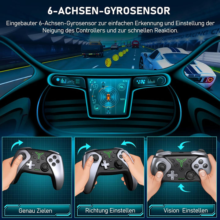 HELLCOOL Switch Controller, Pro Controller Switch mit Präzise Bewegungssteuerung/Dual Motors Vibrati