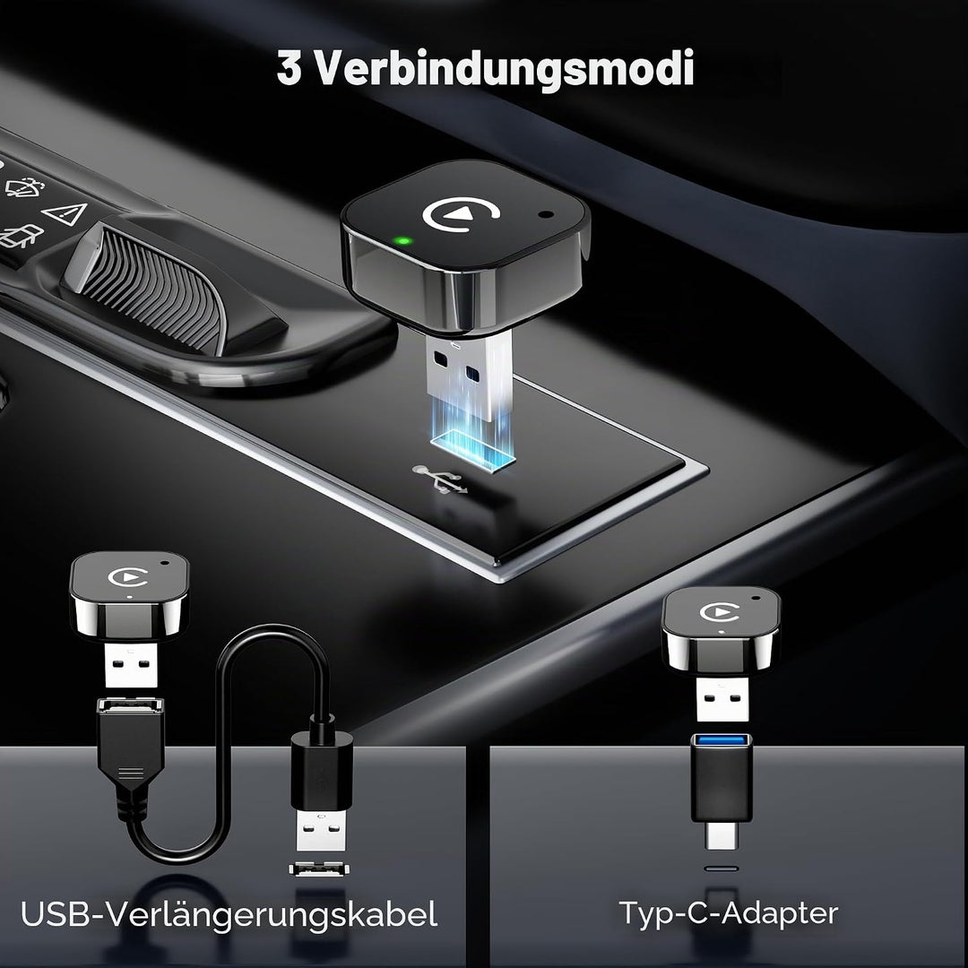 2026 Update 2-IN-1 Wireless CarPlay & Android Auto Adapter, Kabelloses CarPlay für iPhone & Android,