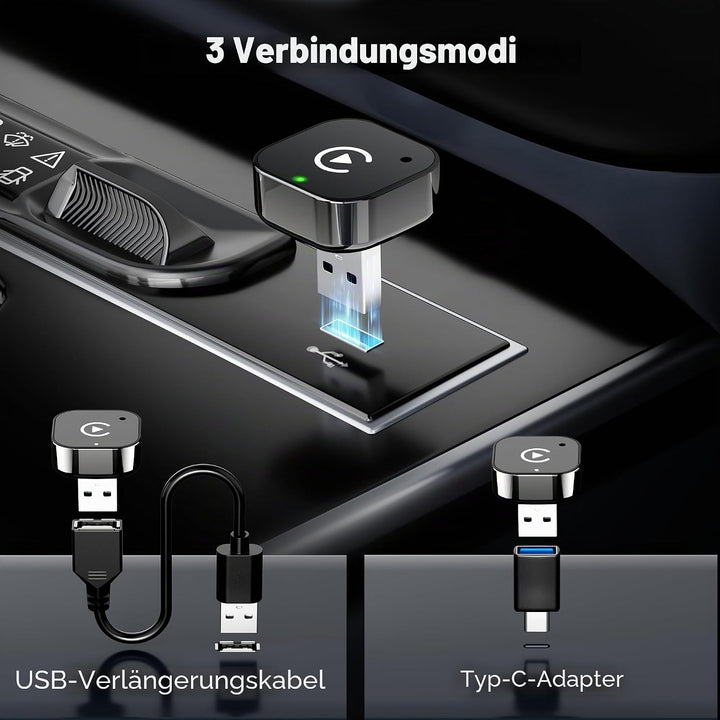 2026 Update 2-IN-1 Wireless CarPlay & Android Auto Adapter, Kabelloses CarPlay für iPhone & Android,