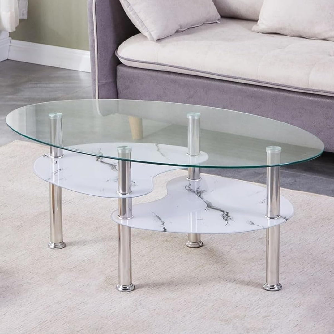 Euro Tische Couchtisch Glas mit 8mm Sicherheitsglas & Facettenschliff - Glastisch perfekt geeignet a