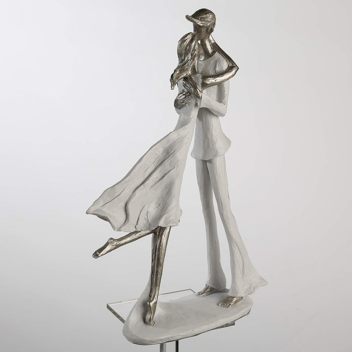 Casablanca - Skulptur Figur Hold Me - aus Poly weiss-Silber weisse Basis H 32
