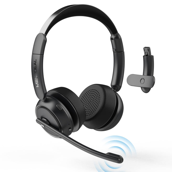MONODEAL Bluetooth Headset mit Mikrofon, Wireless Headset mit AI-Geräuschunterdrückung Und Stummscha