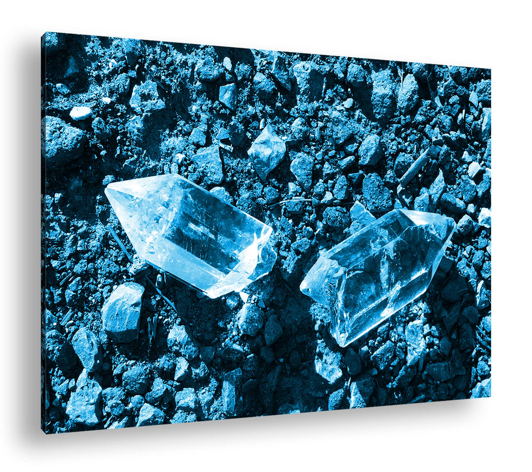 deyoli zerbrochener Kristall Format 80x60 Effekt: Monocrome Blau als Leinwandbild, Motiv fertig gera