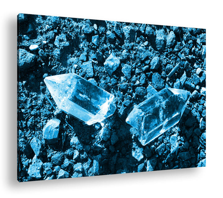 deyoli zerbrochener Kristall Format 80x60 Effekt: Monocrome Blau als Leinwandbild, Motiv fertig gera