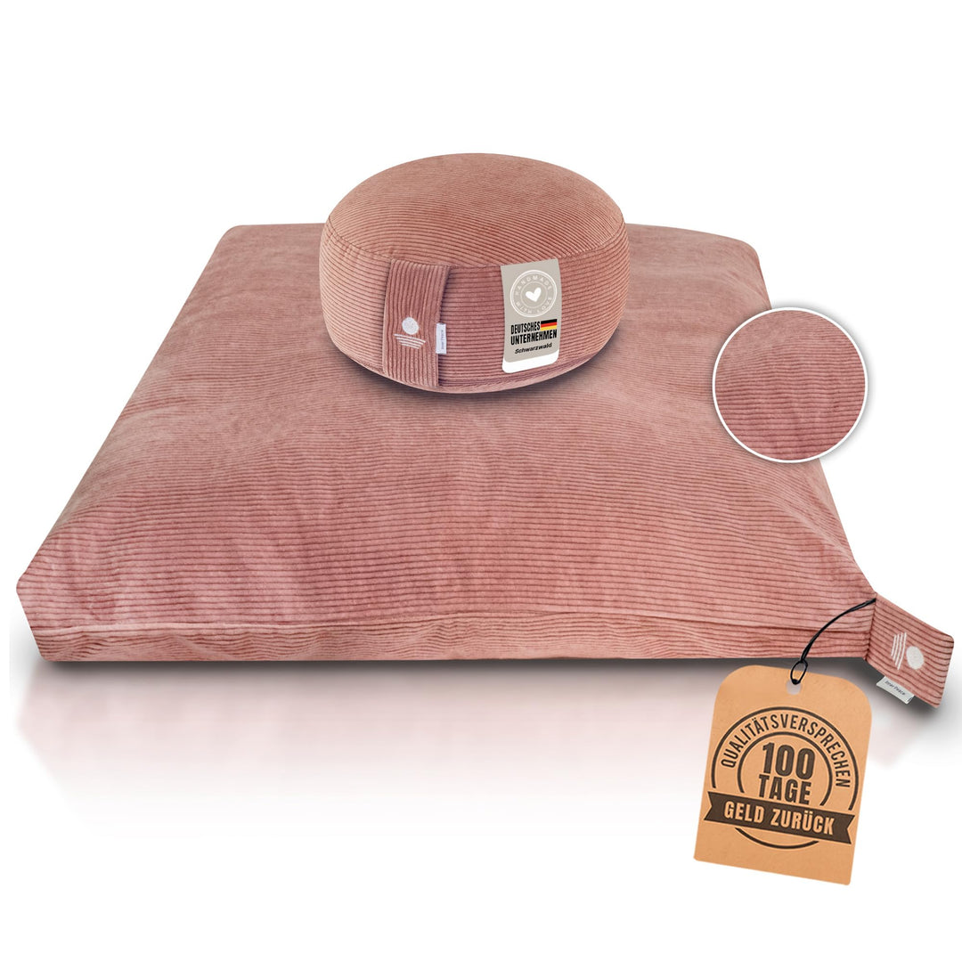 INNER PEACE Meditationskissen Set Cord XL Premium | Rundes Meditationskissen & Zabuton Meditationsma