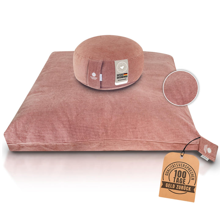 INNER PEACE Meditationskissen Set Cord XL Premium | Rundes Meditationskissen & Zabuton Meditationsma