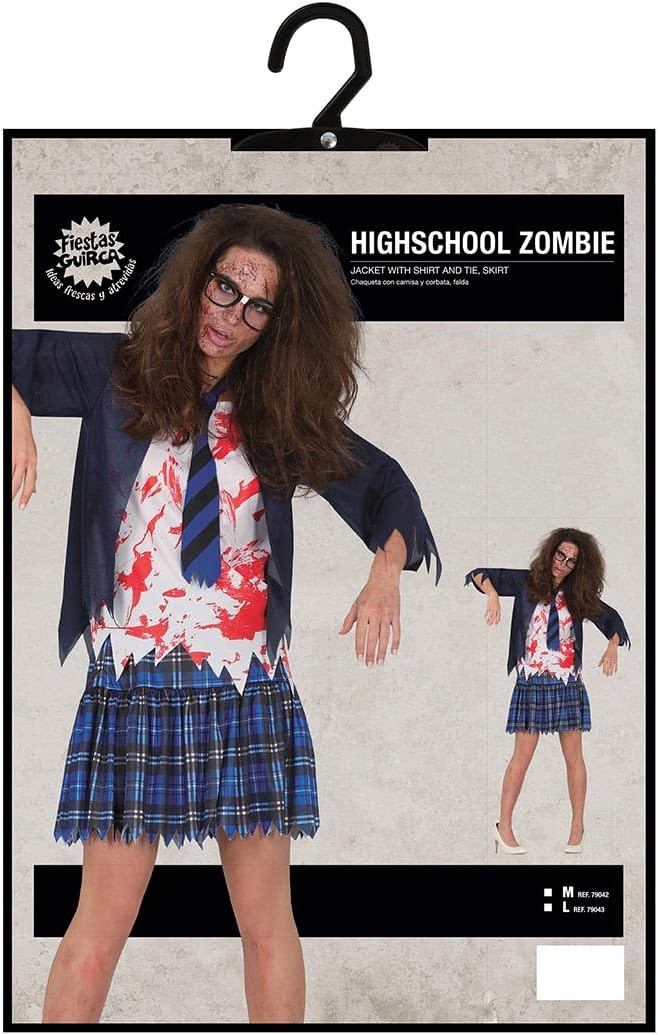 FIESTAS GUIRCA | Zombie Studenten Kostüm - Hemd, Jacke, Krawatte und Rock - Untote Kostüme für Hallo