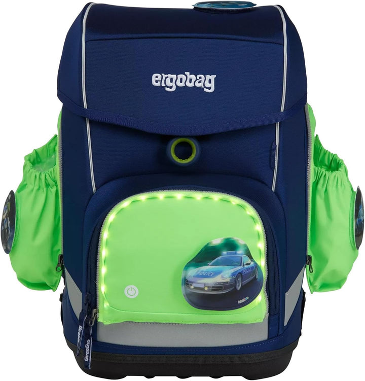 ergobag Fluo LED Seitentaschen Set Geeignet für pack, cubo, cubo light und wide Einheitsgrösse Grün