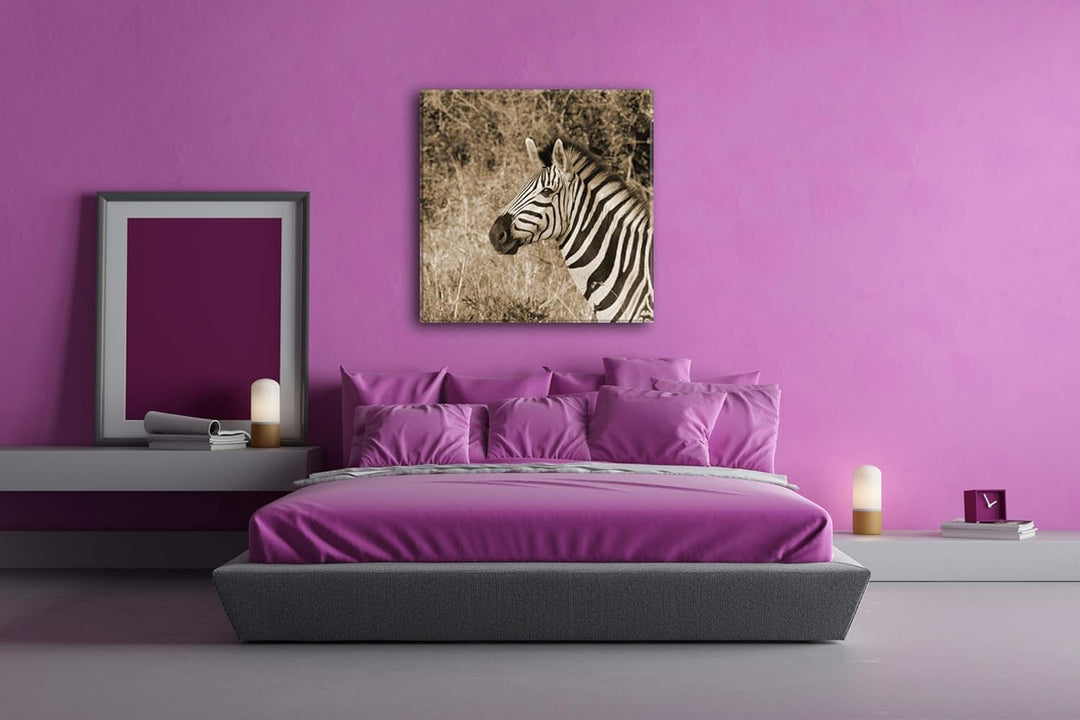 deyoli edles Zebra Format: 60x60 Effekt: Sepia als Leinwandbild, Motiv fertig gerahmt auf Echtholzra