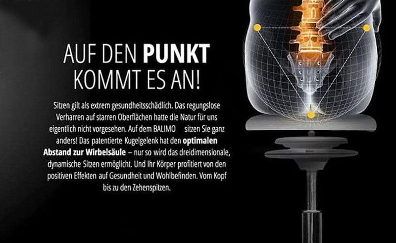 BALIMO Classic - Bürohocker - ergonomischer Sitzhocker - Bewegungsstuhl - Bewegungshocker - Rücken-T