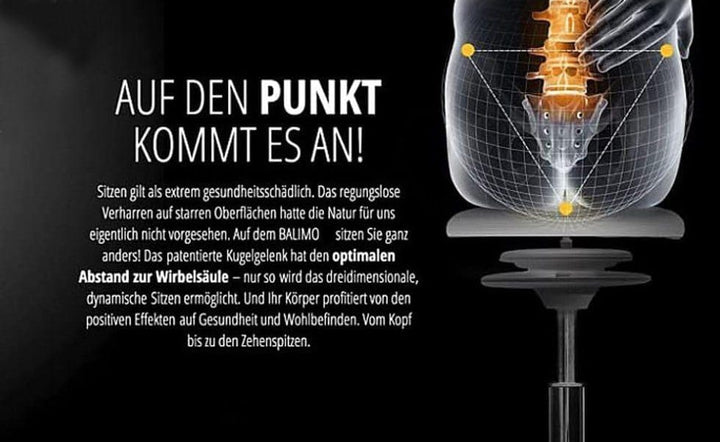 BALIMO Classic - Bürohocker - ergonomischer Sitzhocker - Bewegungsstuhl - Bewegungshocker - Rücken-T