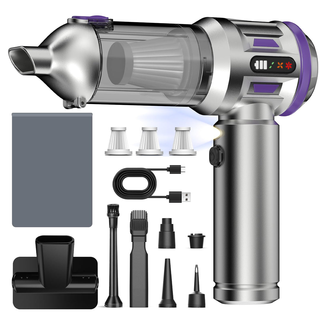 Handstaubsauger, 26000 Pa 4-In-1 Mini Staubsauger Akku Kabellos mit Digitalanzeige 1-Knopf-Selbstent