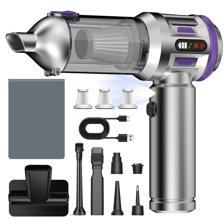 Handstaubsauger, 26000 Pa 4-In-1 Mini Staubsauger Akku Kabellos mit Digitalanzeige 1-Knopf-Selbstent