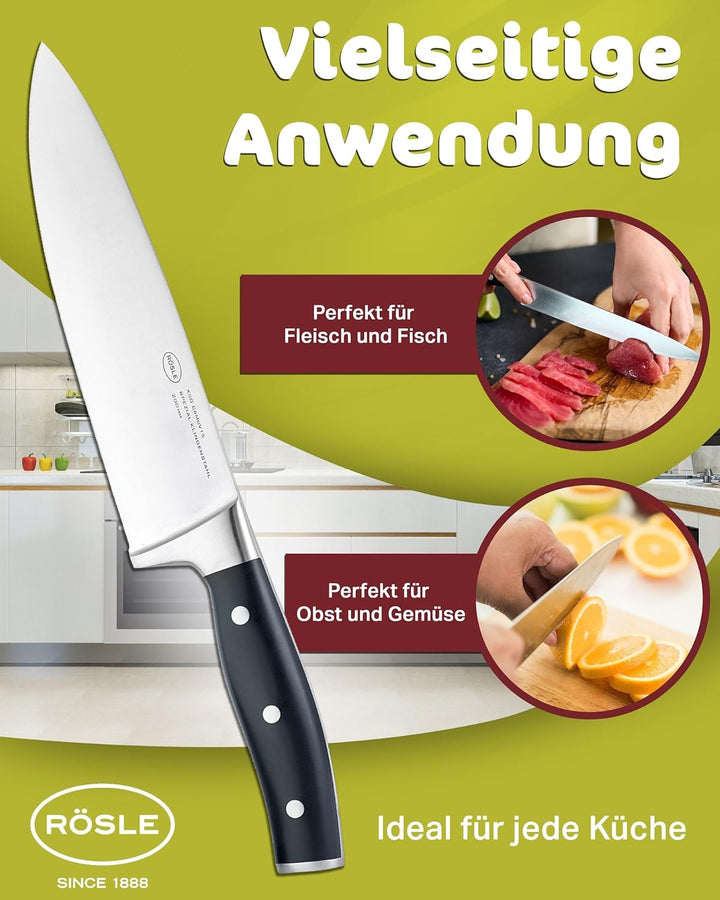 RÖSLE Kochmesser Tradition, Hochwertiges Küchenmesser zum Schneiden von Fleisch, Fisch, Geflügel und