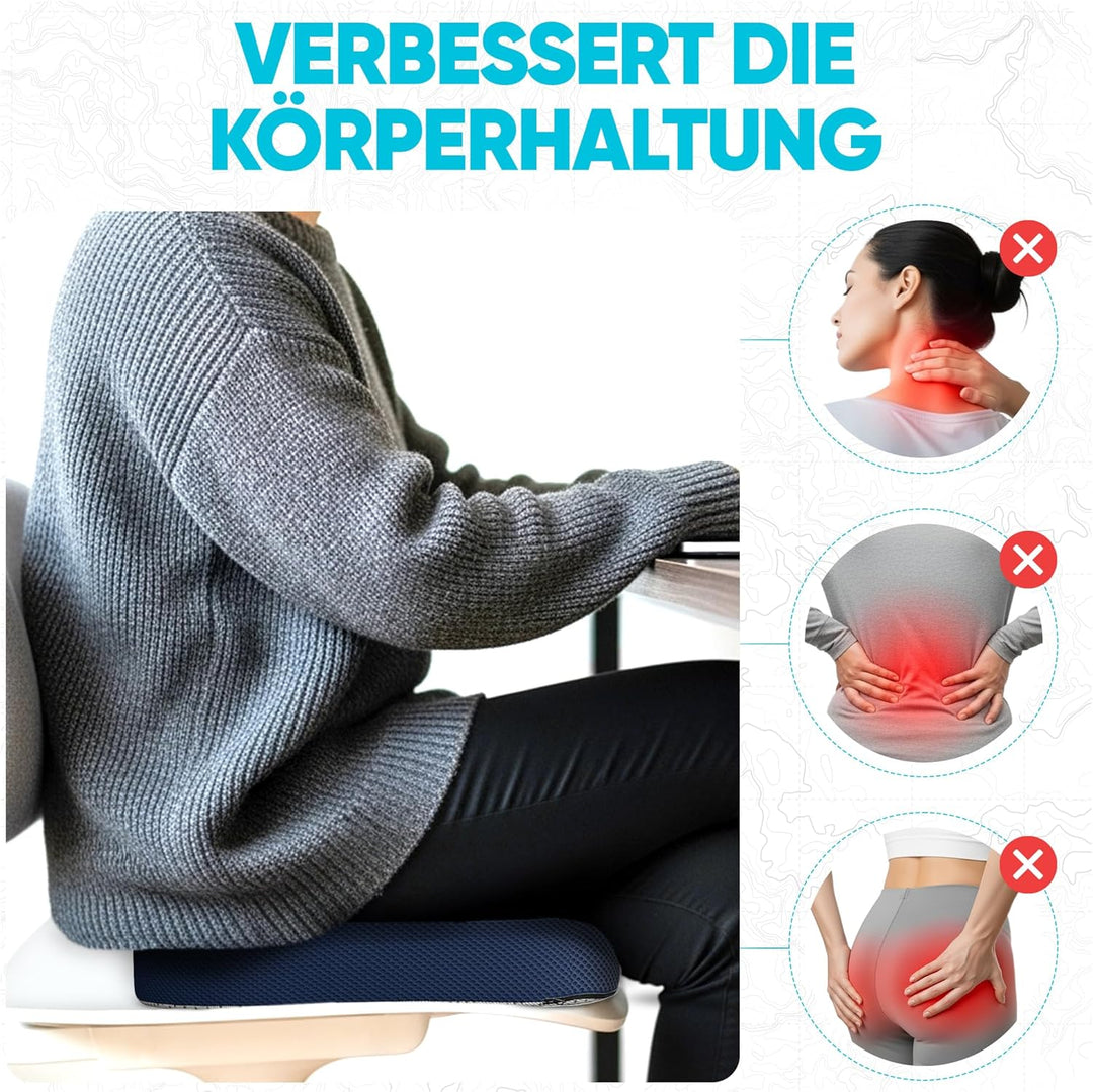 FORTEM Sitzkissen Orthopädisch für Bürostuhl - Sitzkissen Auto und Schreibtischstuhl Steissbeinkisse