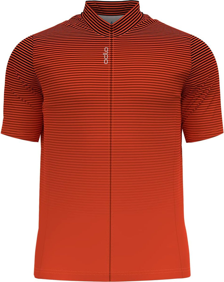 Odlo Herren Essential Print_411952 Radtrikot (1er Pack) M Black - Exuberant Orange, M Black - Exuber
