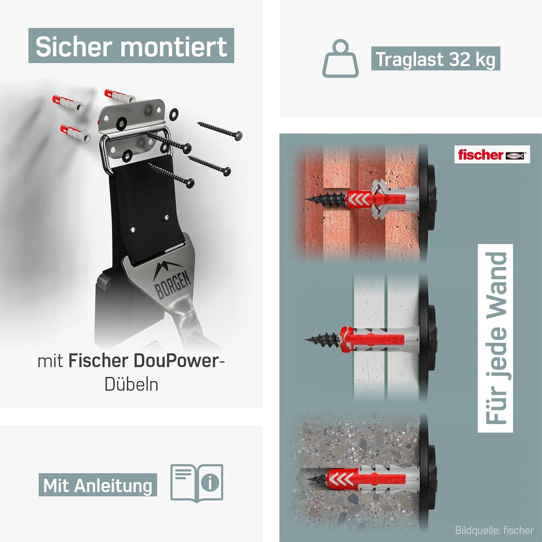 Borgen Fahrrad Wandhalterung - einstellbare Fahrradhalterung für die Wand - E-Bike, Rennrad, MTB, Re