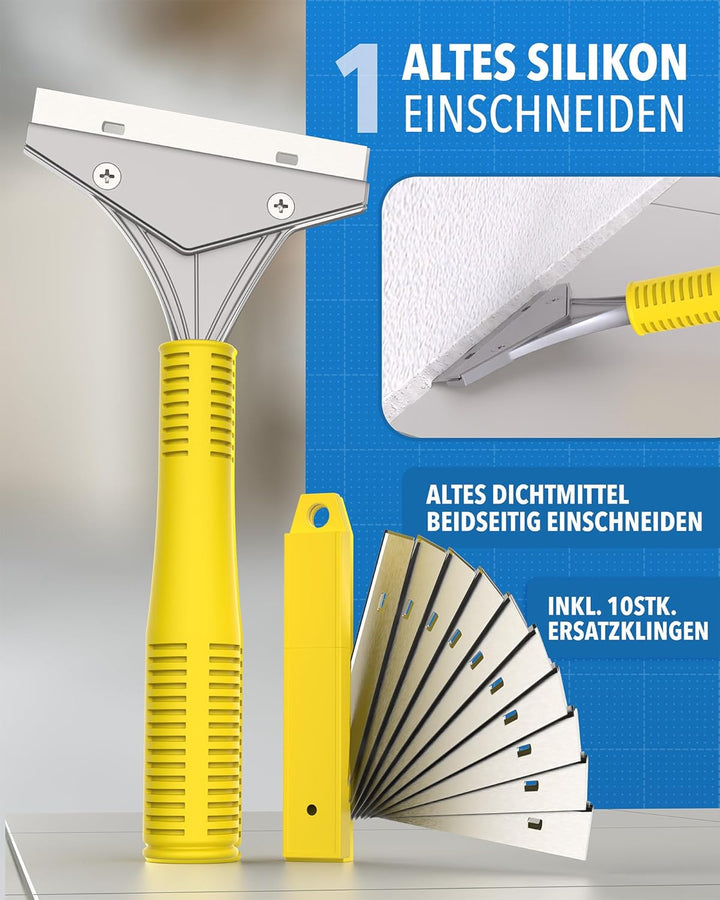 23-tlg. Fugen-Set – Silikonentferner &amp; Fugenschaber mit 10 Klingen, Fugenmesser mit Ersatzklinge, Ku