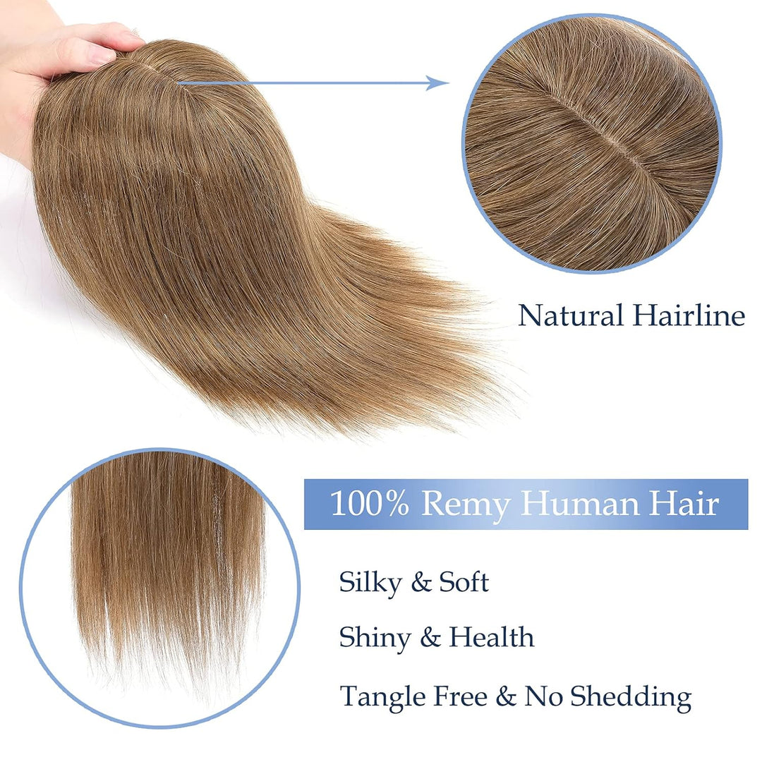 Silk-co Haarteile Echthaar Clip in Extensions Echthaar Toupee Haarverlängerung Toupee Hair Extension