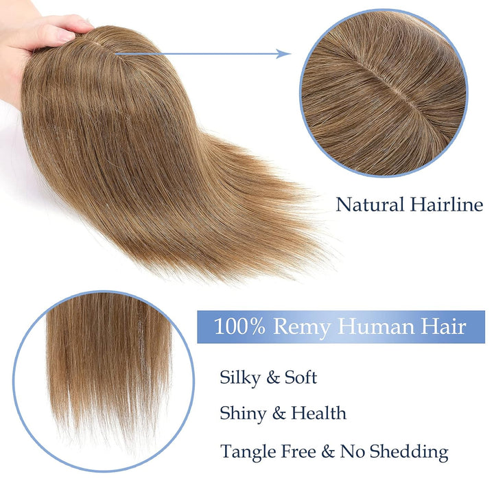 Silk-co Haarteile Echthaar Clip in Extensions Echthaar Toupee Haarverlängerung Toupee Hair Extension