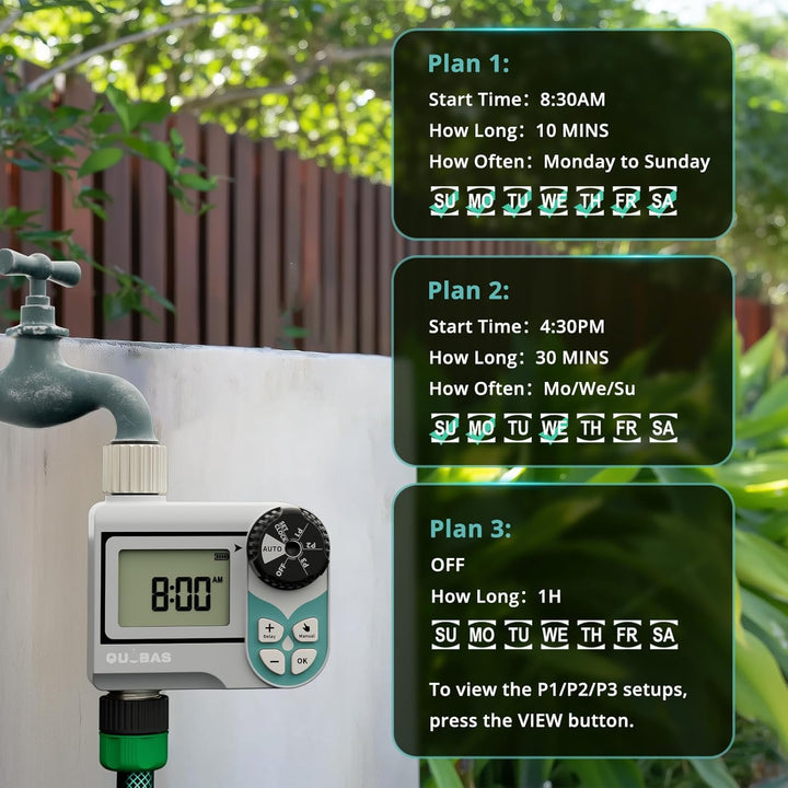 QUOBAS Niederdruck-Wasser-Timer, wöchentlich programmierbarer Sprinkler-Timer mit Messingeinlass & -