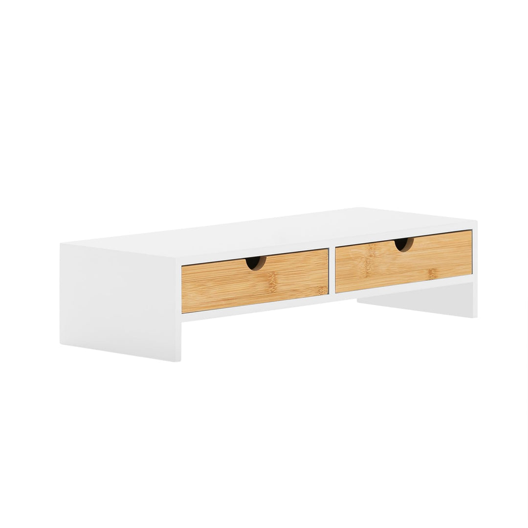 SoBuy Schreibtisch Organizer, Monitorständer mit 2 Schubladen, Monitorerhöhung für Schreibtisch, Mon