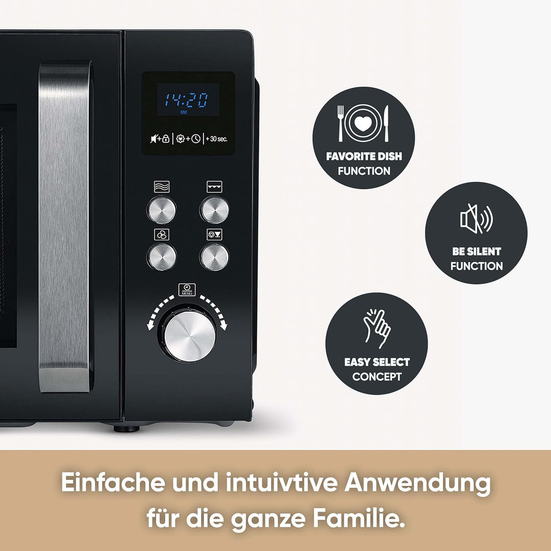 SEVERIN 3-in-1 Mikrowelle mit Grill und Heissluftfunktion bis 200°C, Minibackofen inklusive Vorheizf