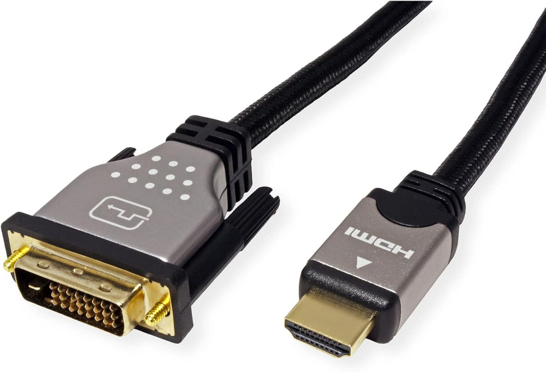 ROLINE Monitorkabel DVI - HDMI, ST-ST, dual link, schwarz / silber, 5 m 5m, 5m