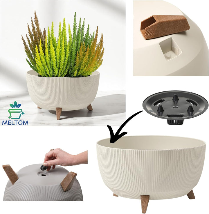 MELTOM Blumentopf Schale mit Füssen Einsatz Kräutertopf Übertopf Pflanzschale Eco Recycled (Baumwoll
