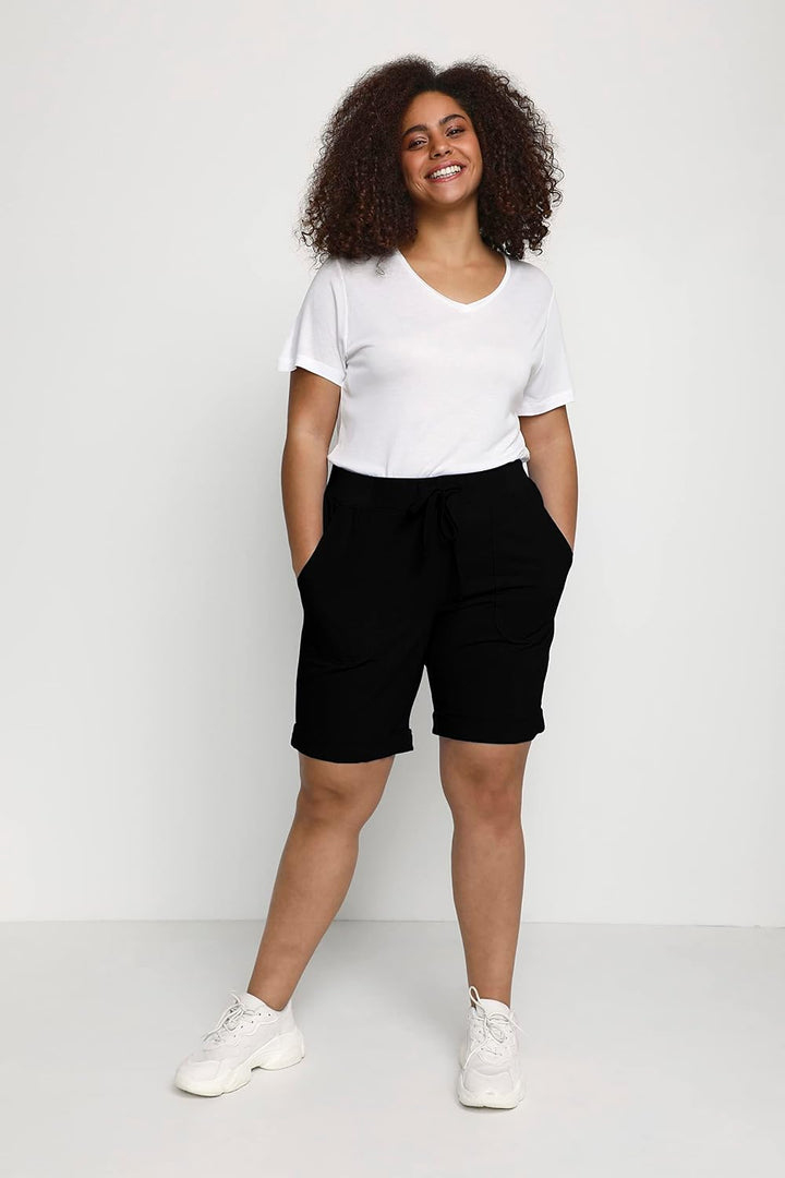 KAFFE CURVE Shorts KCnana Damen Shorts Grosse Grössen Sommer Regular Fit Kurze Hose 48 Black Deep, 4
