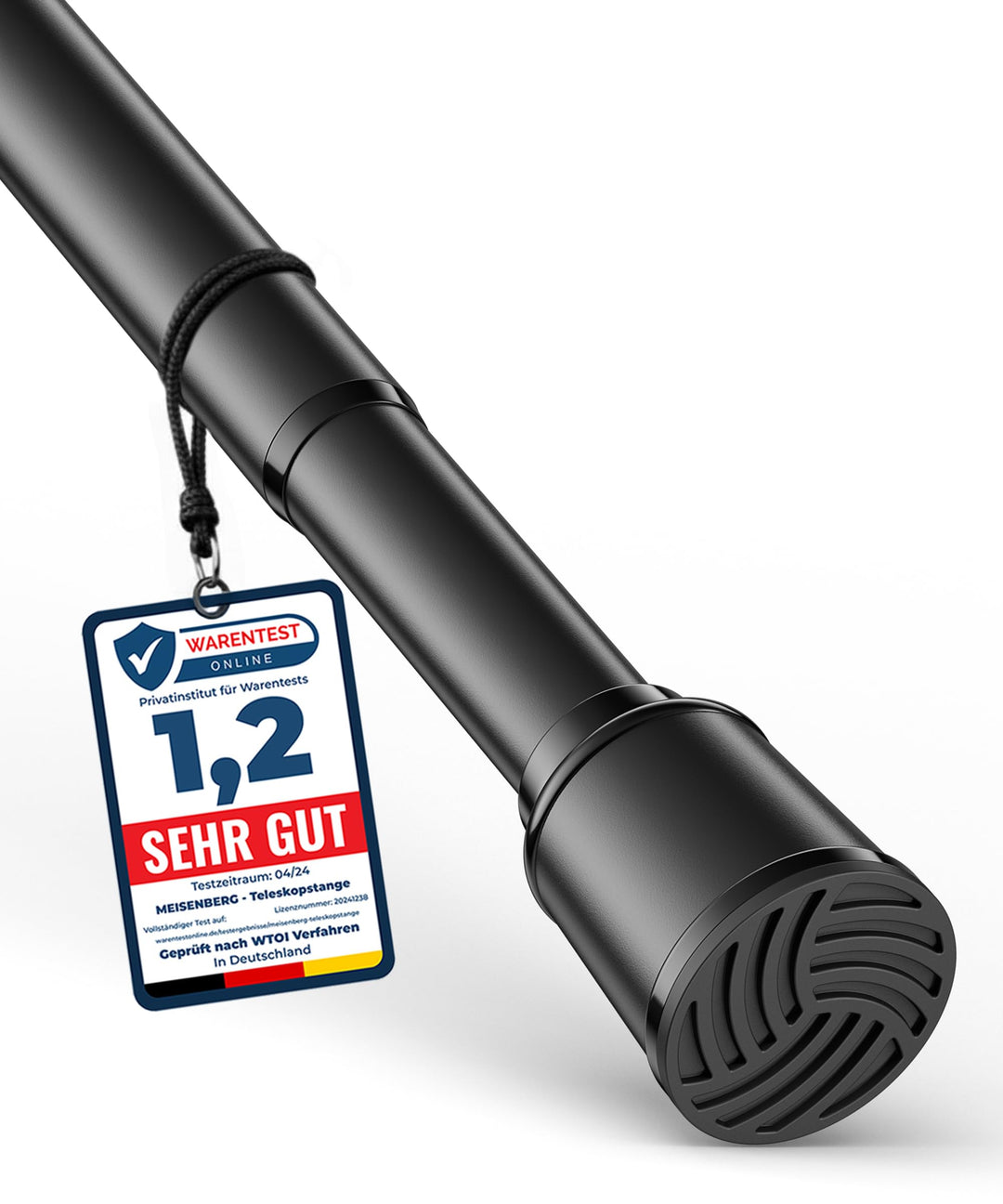 MEISENBERG Gardinenstange zum Klemmen 120-170cm, Schwarz, Ø 32 mm, Spannstange ohne Bohren - Klemmst