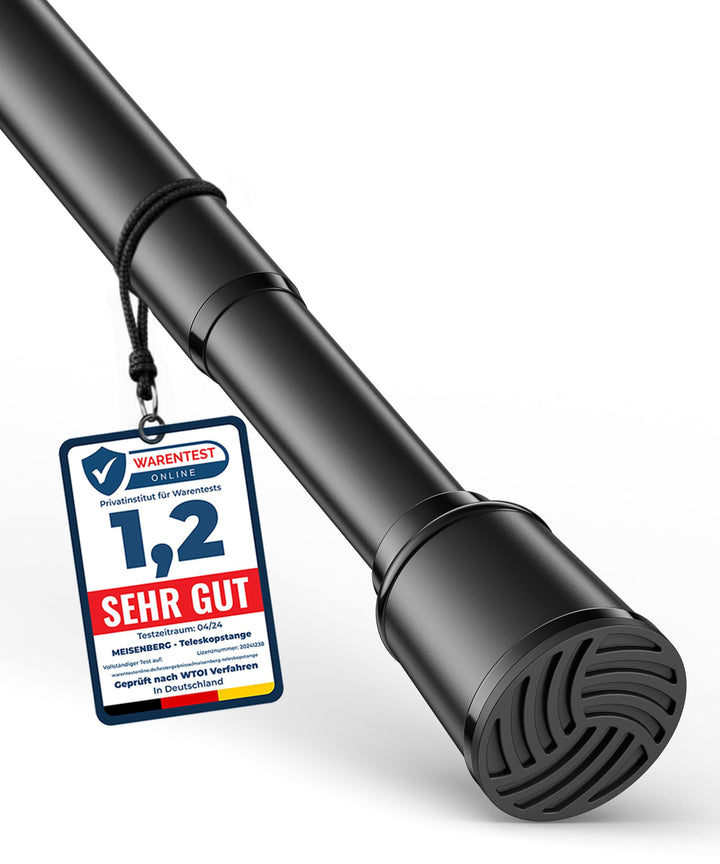 MEISENBERG Gardinenstange zum Klemmen 120-170cm, Schwarz, Ø 32 mm, Spannstange ohne Bohren - Klemmst