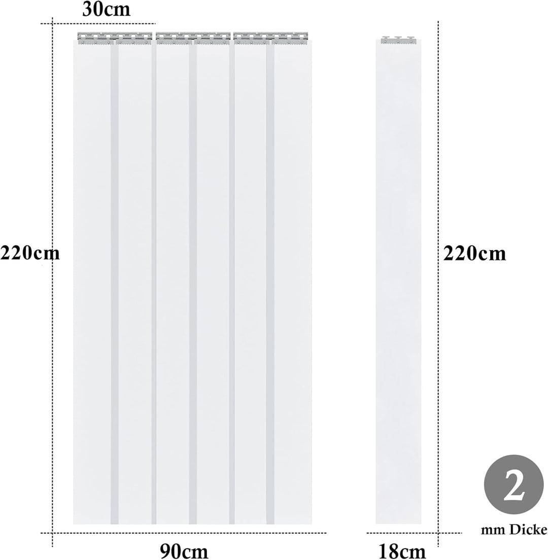 bimiti PVC Lamellenvorhang Streifenvorhang 90x220cm Transparent Streifenvorhang, Lamellen Stallvorha